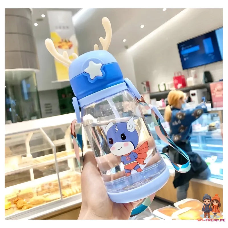 Superheld 3D Deckel Kinder Wasserflasche Trinkflasche Flasche Gurt Halm 600 ml - WS-Trend.de