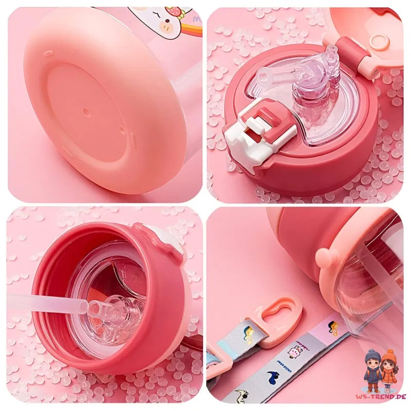 Superheld 3D Deckel Kinder Wasserflasche Trinkflasche Flasche Gurt Halm 600 ml - WS-Trend.de