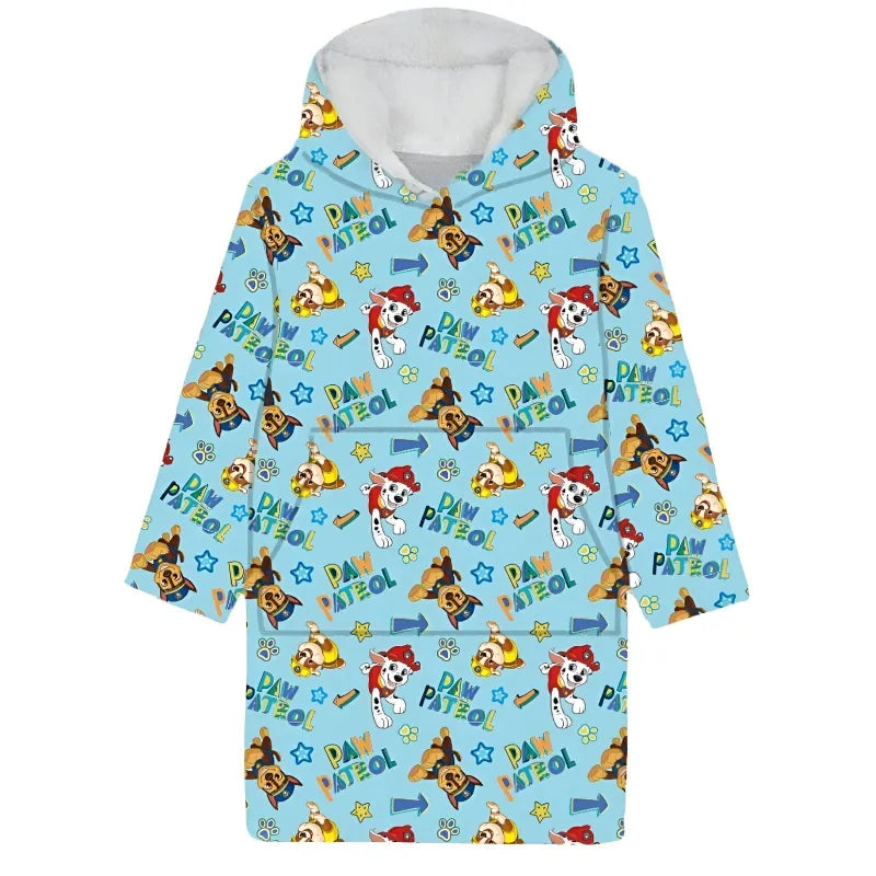 Paw Patrol Chase Kuschelponcho Kuscheldecke mit Ärmeln Kapuze Tasche 3-6 Jahre - WS-Trend.de