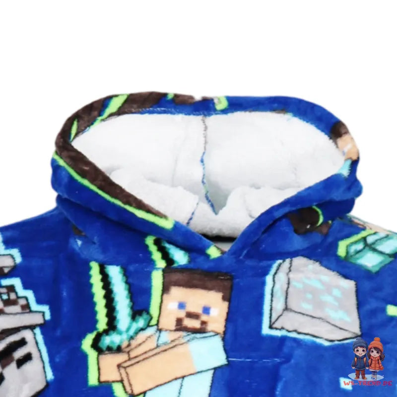 Minecraft Gamer Kuschelponcho Kuscheldecke mit Ärmeln Kapuze Tasche XS-L - WS-Trend.de