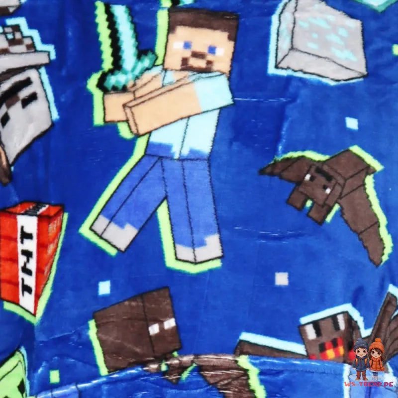 Minecraft Gamer Kuschelponcho Kuscheldecke mit Ärmeln Kapuze Tasche XS-L - WS-Trend.de
