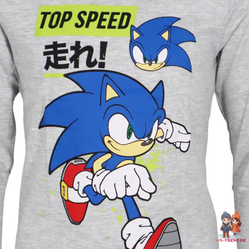 Sonic The Hedgehog Kinder Jungen langarm Shirt Langarmshirt - WS-Trend.de Junge Gr. 104 bis 134