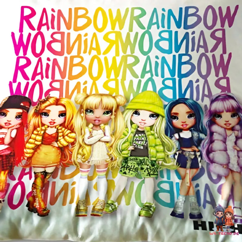 Rainbow High Mädchen Velours Kissen Dekokissen Cushion 40x40 cm - WS-Trend.de