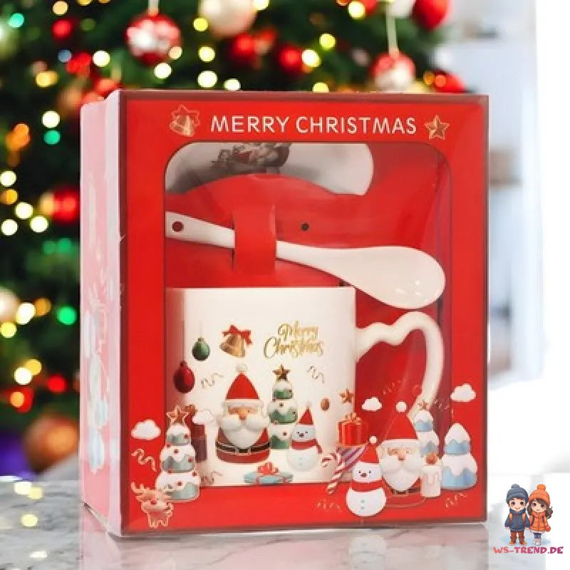 Weihnachten Christmas 3 tlg Set Kaffeetasse Teetasse Tasse Löffel Untertasse - WS-Trend.de
