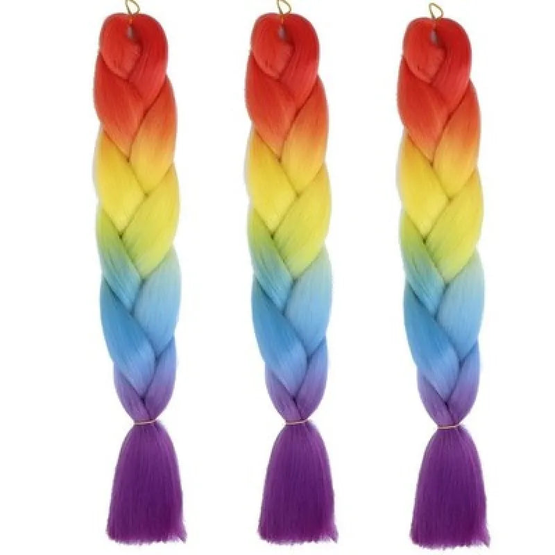 3er-Set Jumbo Kunsthaar (50 cm 100 g) – Kanekalon Extensions für Crochet - Bunt-1 - WS-Trend.de