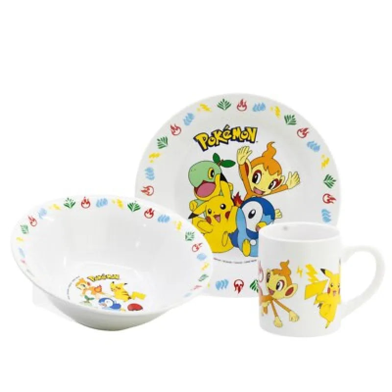 Pokemon Pikachu Kinder 3 teiliges Geschirr Set Keramik Teller Schüssel Tasse - WS-Trend.de