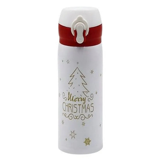 Weihnachten X-Mas Edelstahl Wasserflasche Trinkflasche Flasche 500 ml - Weiß - WS-Trend.de