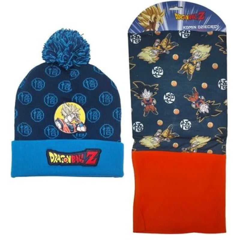Anime Dragon Ball Z Kinder 2 tlg Set Wintermütze Bommelmütze Snood Gr. 52 54 - Bunt - WS-Trend.de