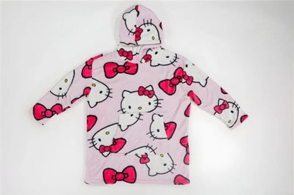 Hello Kitty Kuschelponcho Kuscheldecke mit Ärmeln Kapuze Tasche 7 bis 14 Jahre - WS-Trend.de
