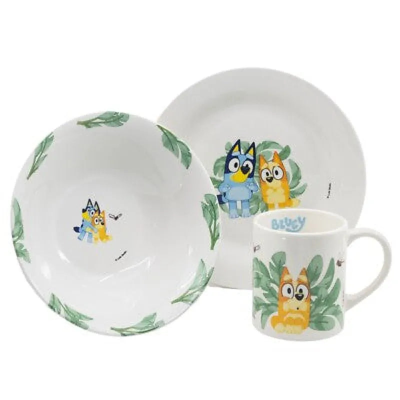 Bluey und Bingo Kinder 3 teiliges Geschirr Set Keramik Teller Schüssel Tasse WS Trend.de
