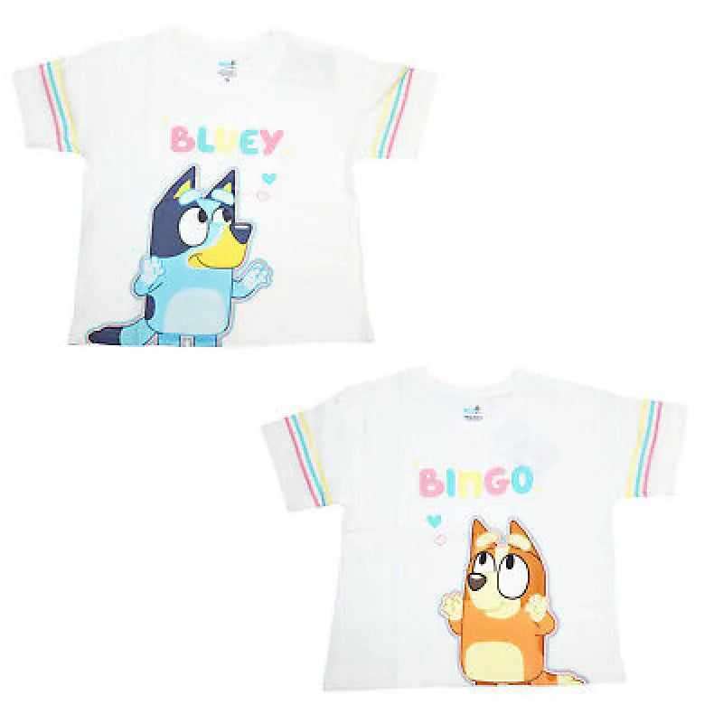 Bluey Bingo 2er Set Kinder Mädchen kurzarm T-Shirt Shirt Gr 92 bis 116 Baumwolle - WS-Trend.de