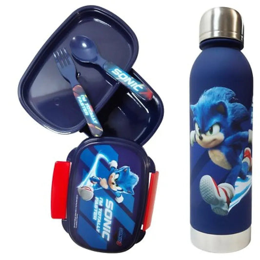 Sonic the Hedgehog 4 teiliges Lunch Set Brotdose Besteck Trinkflasche 750 ml - WS-Trend.de