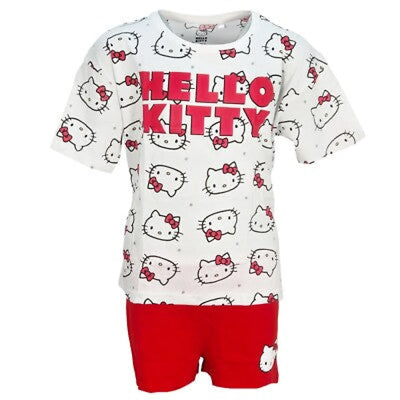 Hello Kitty Kinder Mädchen Schlafanzug Pyjama Oversize Shirt Shorts - WS-Trend.de