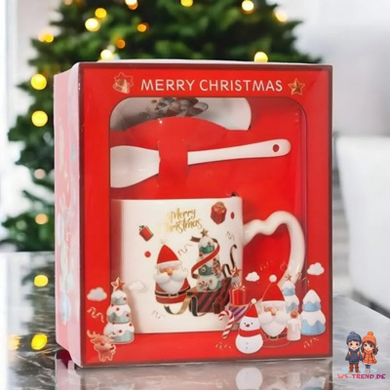 Weihnachten Christmas 3 tlg Set Kaffeetasse Teetasse Tasse Löffel Untertasse - WS-Trend.de