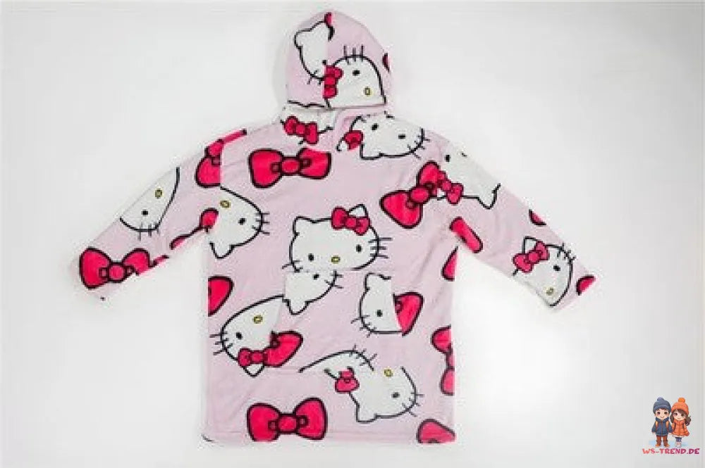 Hello Kitty Kuschelponcho Kuscheldecke mit Ärmeln Kapuze Tasche S-L - WS-Trend.de
