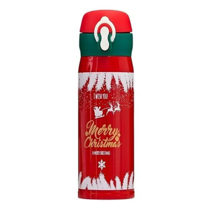 Weihnachten X-Mas Edelstahl Wasserflasche Trinkflasche Flasche 500 ml - Rot - WS-Trend.de