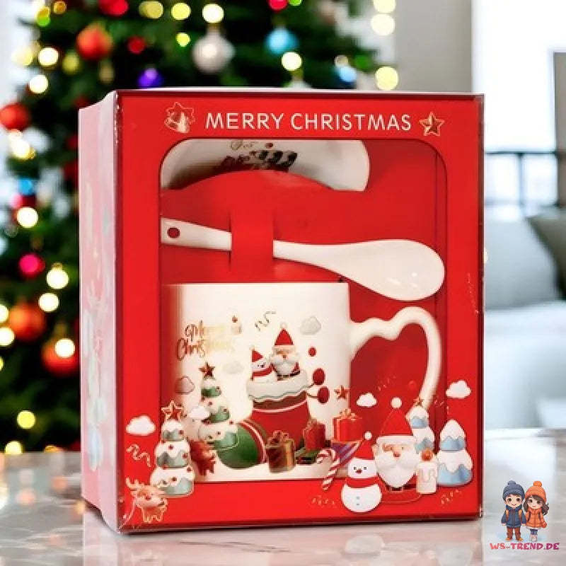 Weihnachten Christmas 3 tlg Set Kaffeetasse Teetasse Tasse Löffel Untertasse - WS-Trend.de