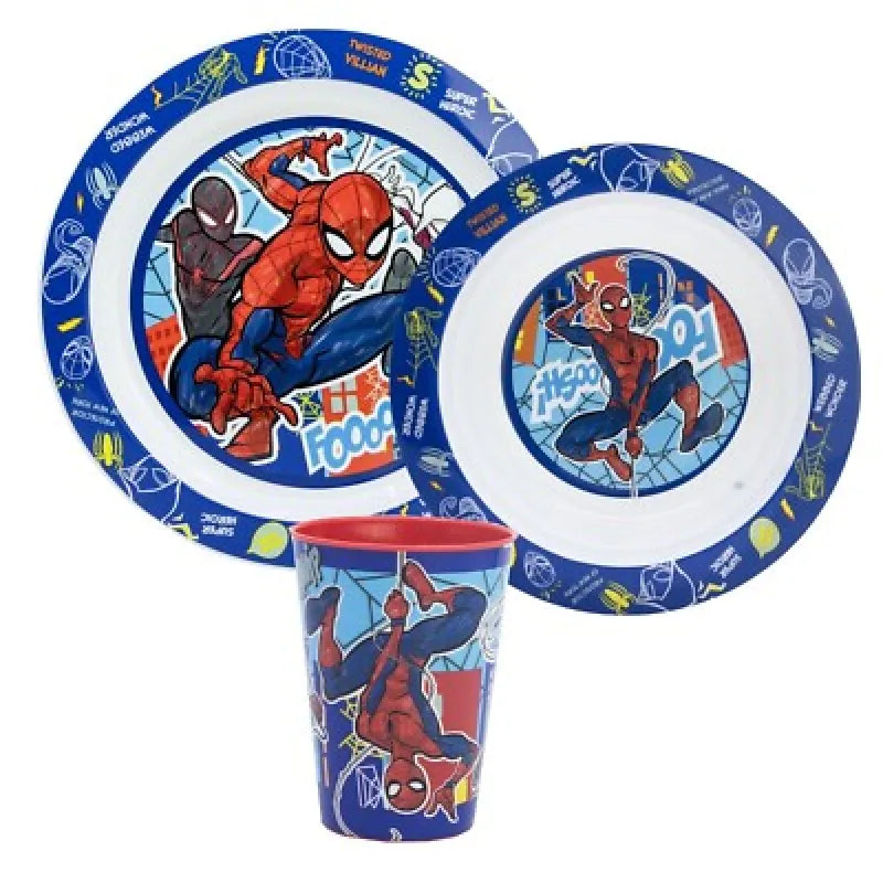 Marvel Spiderman Kinder Geschirr-Set 3 tlg antirutsch Becher Teller Schüssel - WS-Trend.de