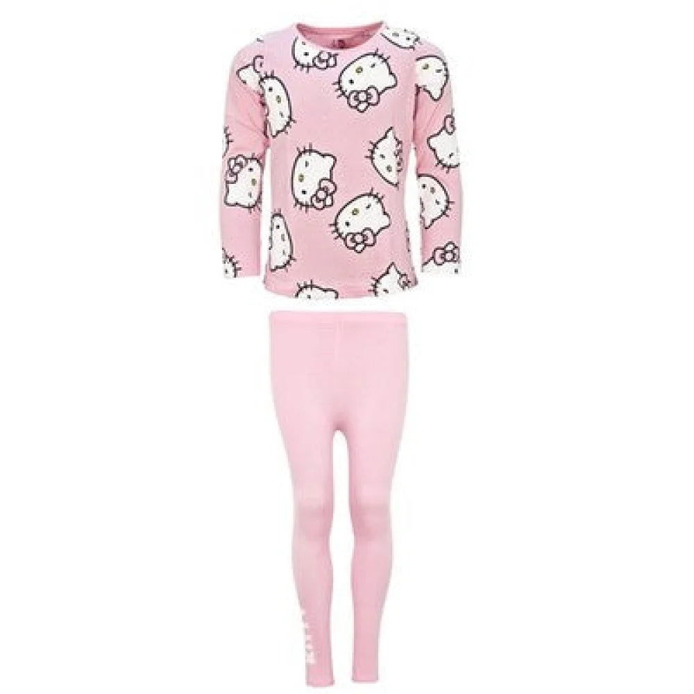 Hello Kitty Kinder Mädchen Schlafanzug Set – Rosa & Grau - WS-Trend.de