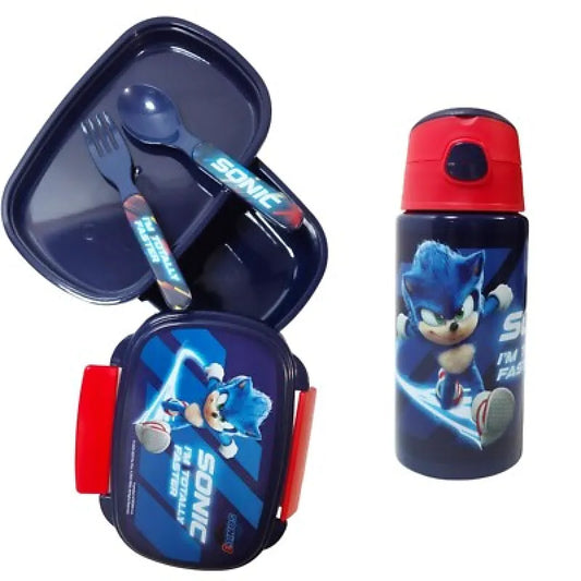 Sonic the Hedgehog 4 teiliges Lunch Set Brotdose Besteck Alu-Trinkflasche 500 ml - WS-Trend.de