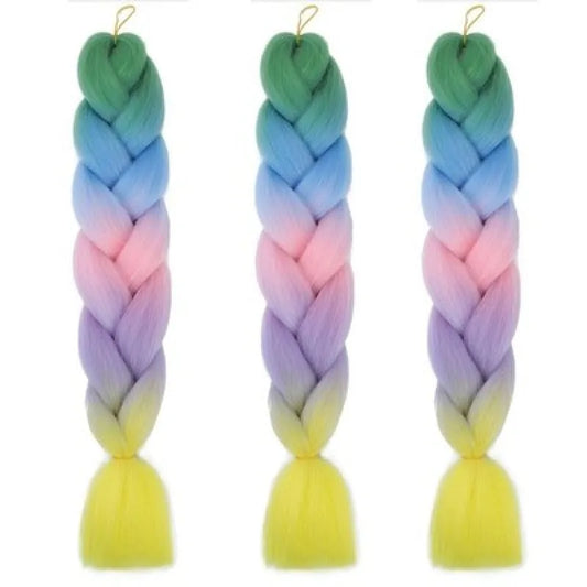 3er-Set Jumbo Kunsthaar (50 cm 100 g) – Kanekalon Extensions für Crochet - Bunt-2 - WS-Trend.de