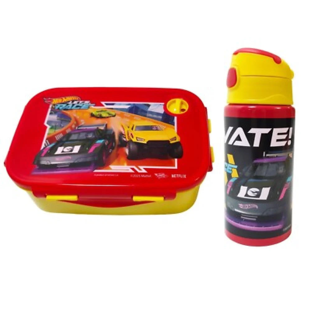 Hot Wheels Racing 2 tlg Lunch Set Brotdose Alu Trinkflasche 500 ml Geschenk - WS-Trend.de