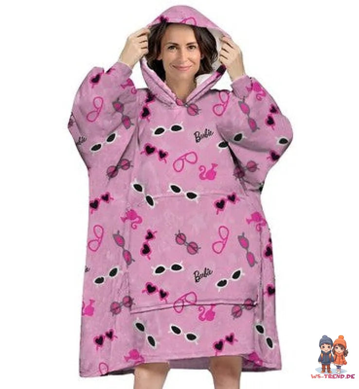 Barbie Kuschelponcho Kuscheldecke mit Ärmeln Kapuze Tasche XS-L - WS-Trend.de