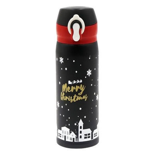 Weihnachten X-Mas Edelstahl Wasserflasche Trinkflasche Flasche 500 ml - Schwarz - WS-Trend.de