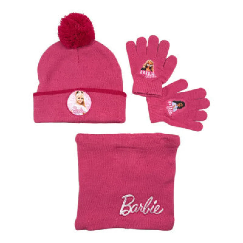 Barbie Set Kinder Herbst 3tlg Wintermütze Snood plus Handschuhe Gr. 54 - WS-Trend.de