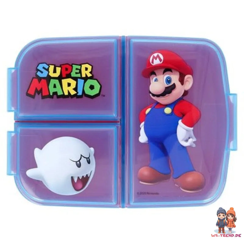 Super Mario Luigi Kinder 4 teiliges Set Brotdose - Gabel Löffel Alu-Trinkflasche - WS-Trend.de