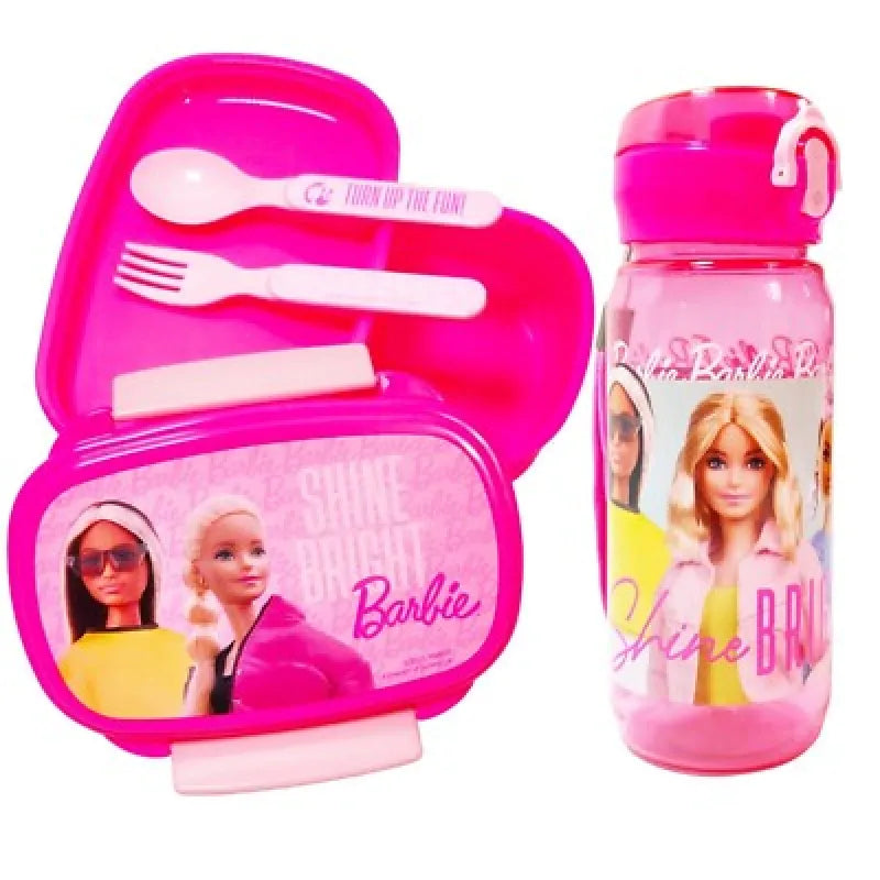 Barbie and Friends 4 tlg Kinder Set Brotdose Trinkflasche Besteck - WS-Trend.de