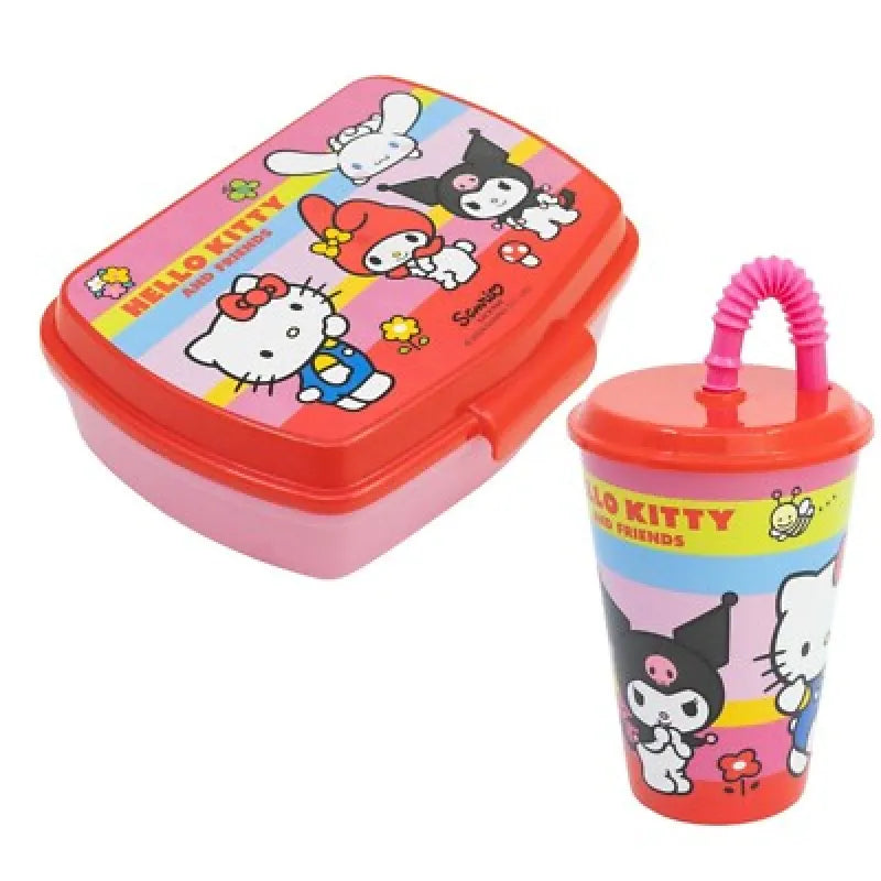 Hello Kitty Kuromi Melody 2 tlg. Lunch Set Brotdose Trinkbecher 430 ml - WS-Trend.de