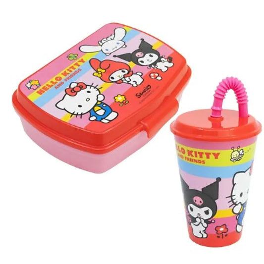 Hello Kitty Kuromi Melody 2 tlg. Lunch Set Brotdose Trinkbecher 430 ml - WS-Trend.de