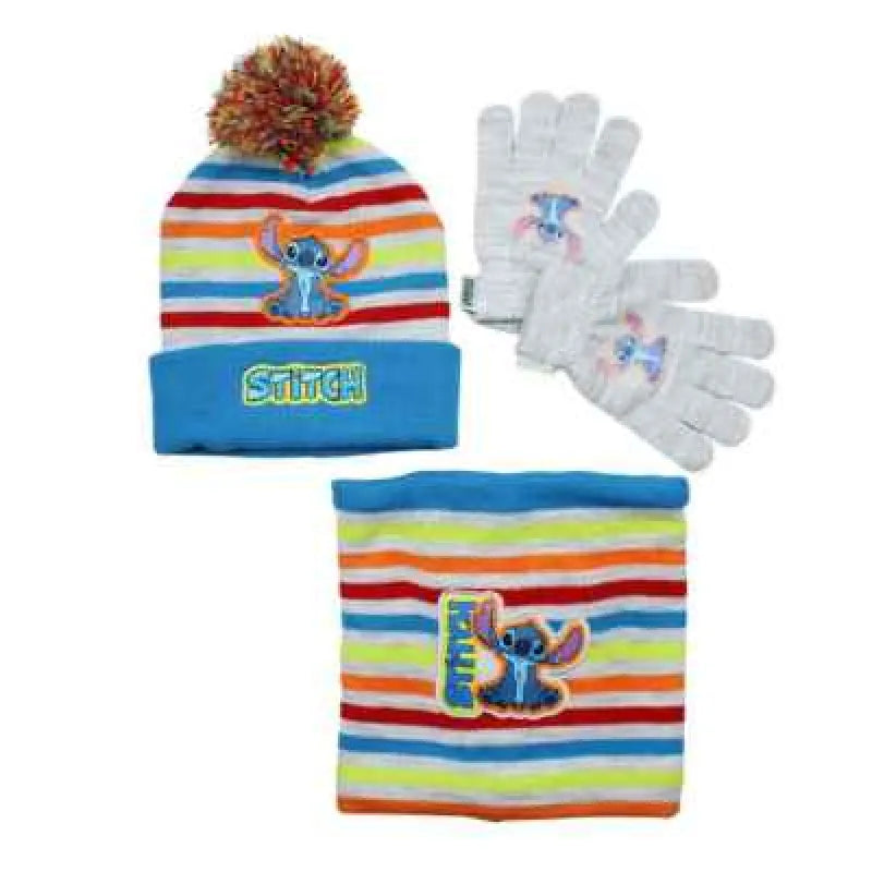 Disney Stitch Set Kinder Herbst 3tlg Wintermütze Snood Handschuhe Gr. 52- 54 - WS-Trend.de