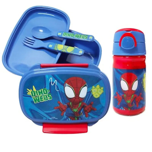 Marvel Spidey Spiderman 4 tlg Kinder Lunch Set Brotdose Trinkflasche Besteck - WS-Trend.de