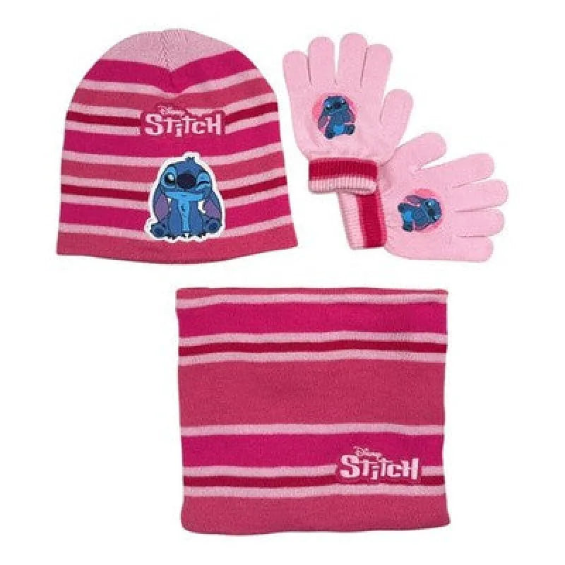 Disney Stitch Set Kinder Herbst 3tlg Wintermütze Snood Handschuhe Gr. 54/56 - Rosa - WS-Trend.de