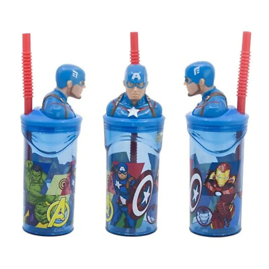 Marvel Captain America 3D Deckel Kinder Trinkbecher Becher mit integriertem Halm - WS-Trend.de