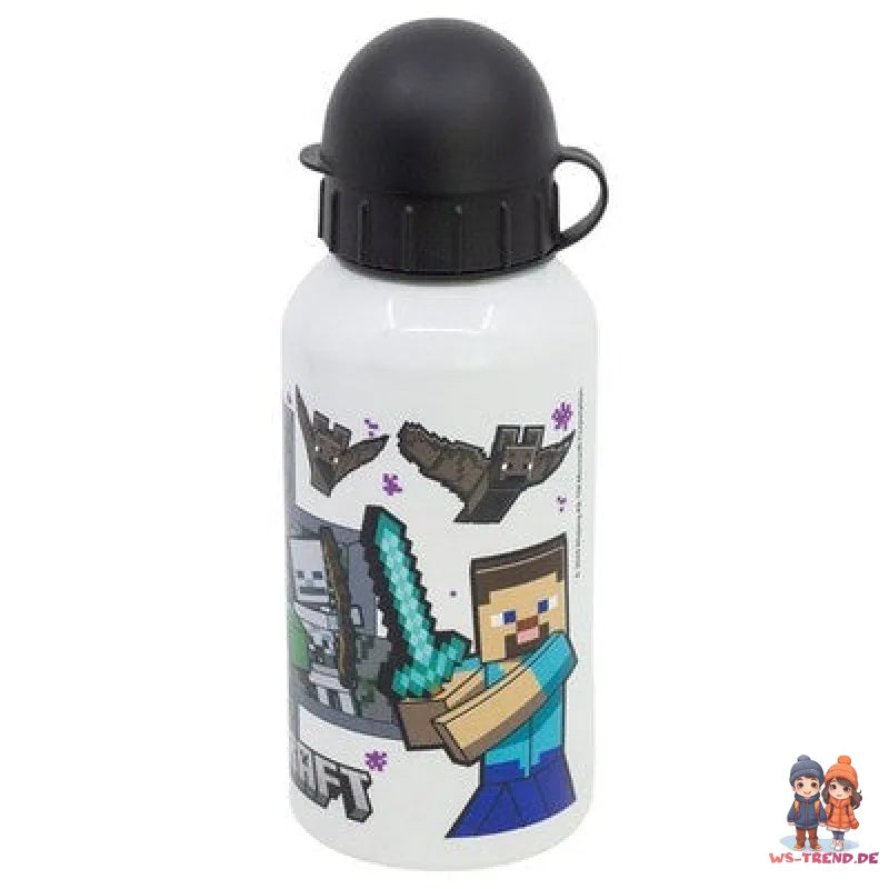 Minecraft Steve Alex Creeper Kinder Aluminium Trinkflasche 400 ml - WS-Trend.de