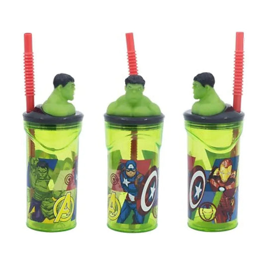 Marvel Hulk 3D Deckel Kinder Trinkbecher Becher mit integriertem Halm 360 ml - WS-Trend.de