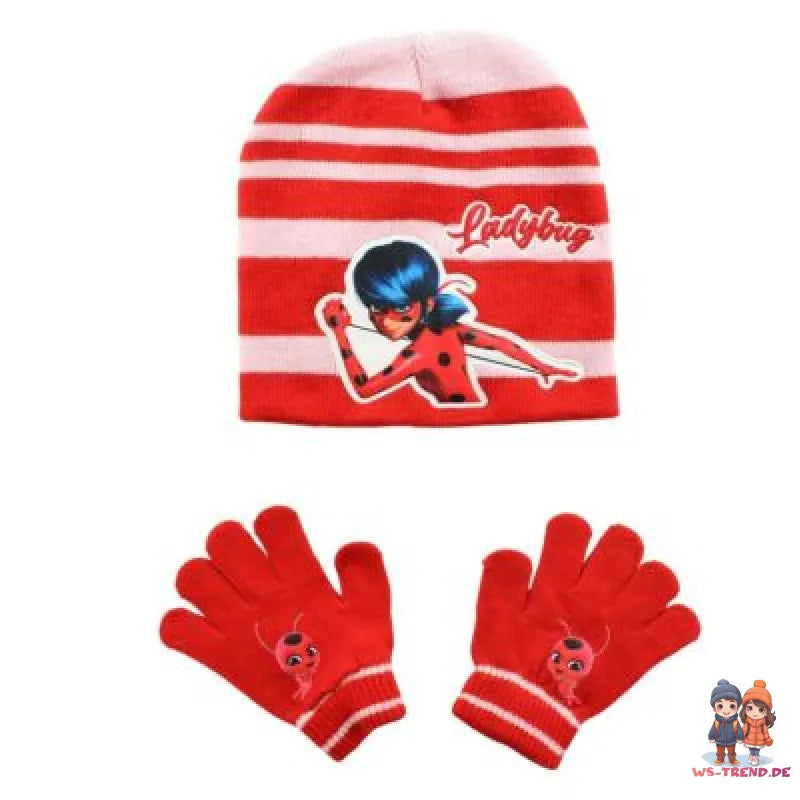 Miraculous Ladybug Kinder Herbst 2tlg Set Wintermütze Handschuhe Gr. 54 WS Trend.de