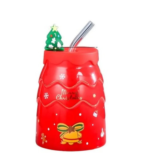 Weihnachten Christmas 2tlg Set Keramik Kaffeetasse Teetasse Tasse Halm - Rot - WS-Trend.de