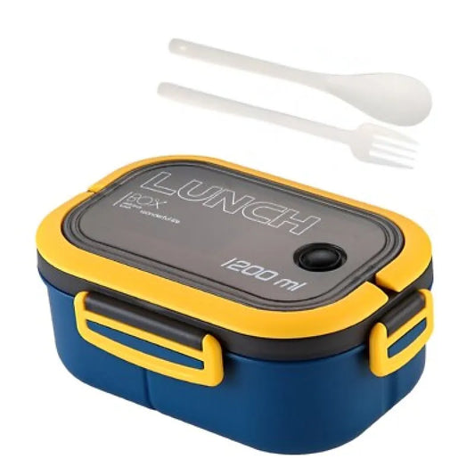 4-teiliges Kinder-Lunch-Set „Navy“ – Brotdose 1200 ml mit Doppel-Fächer Besteck - WS-Trend.de