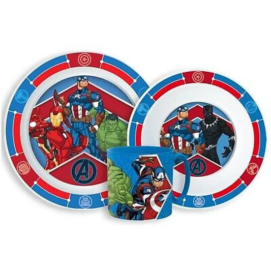 Marvel Avengers Kinder Geschirr-Set 3 teilig Becher Teller Schüssel Thor Hulk - WS-Trend.de