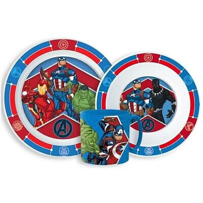 Marvel Avengers Kinder Geschirr-Set 3 teilig Becher Teller Schüssel Thor Hulk - WS-Trend.de