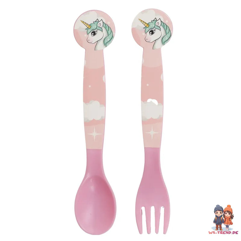 Kleines Einhorn Unicorn Kinder Geschirr-Set 5 tlg Becher Teller Schüssel Besteck - WS-Trend.de