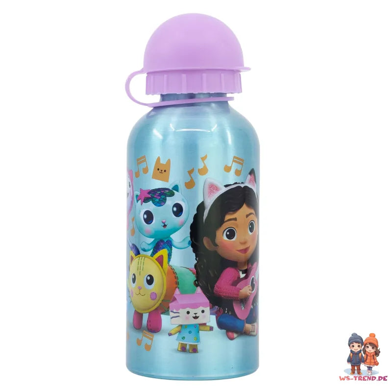 Gabbys Dollhouse Kinder 4 tlg Set Brotdose 3 Kammern Alu-Trinkflasche Besteck - WS-Trend.de