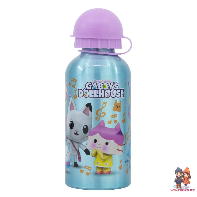 Gabbys Dollhouse Kinder 4 tlg Set Brotdose 3 Kammern Alu-Trinkflasche Besteck - WS-Trend.de