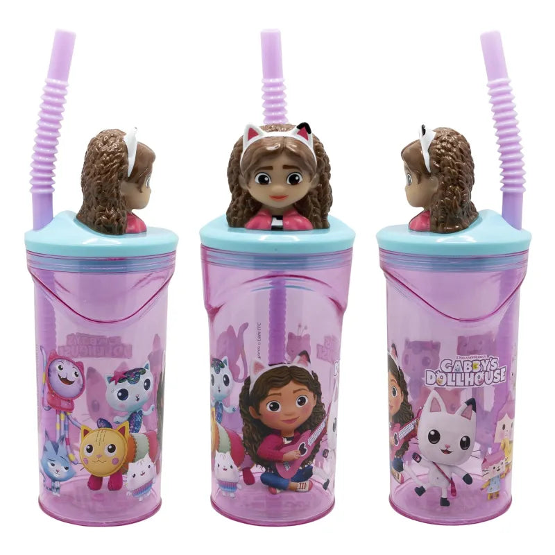 Gabbys Dollhouse 3D Kinder Mädchen Trinkbecher Becher mit Halm 360 ml - WS-Trend.de