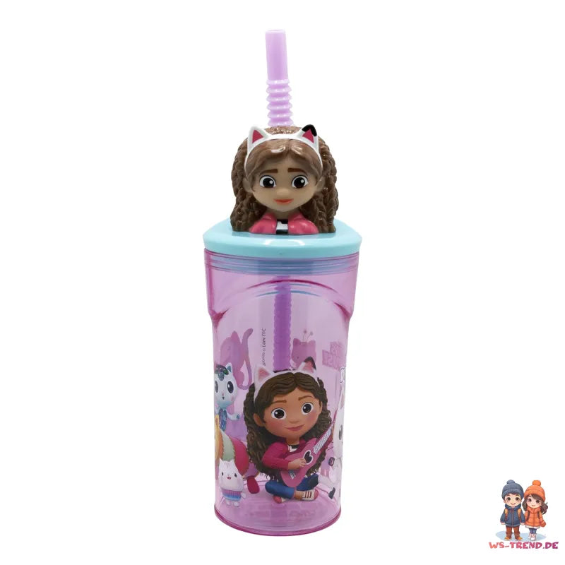 Gabbys Dollhouse 3D Kinder Mädchen Trinkbecher Becher mit Halm 360 ml - WS-Trend.de