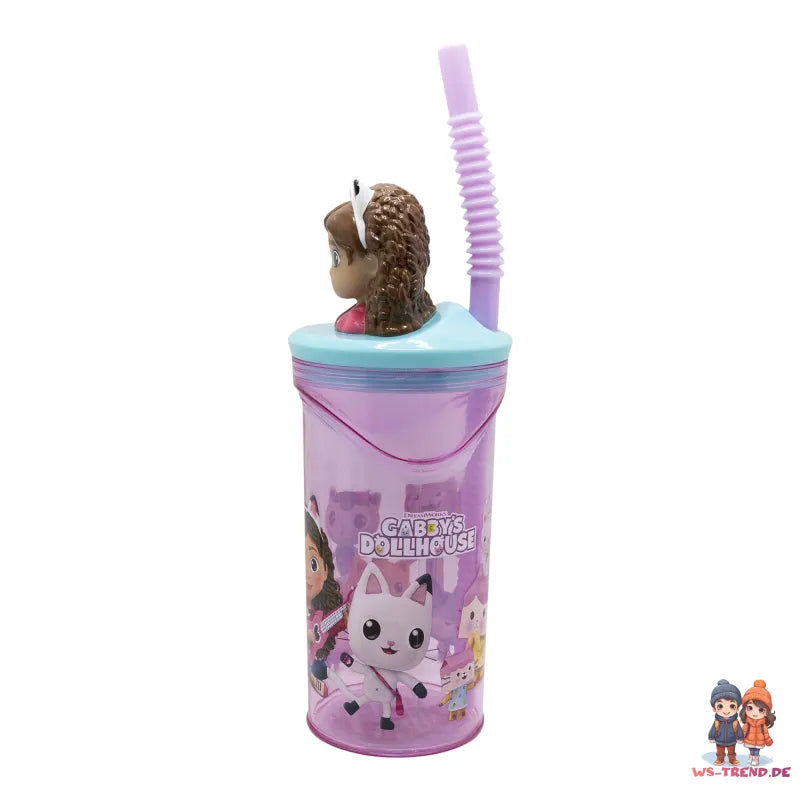 Gabbys Dollhouse 3D Kinder Mädchen Trinkbecher Becher mit Halm 360 ml - WS-Trend.de